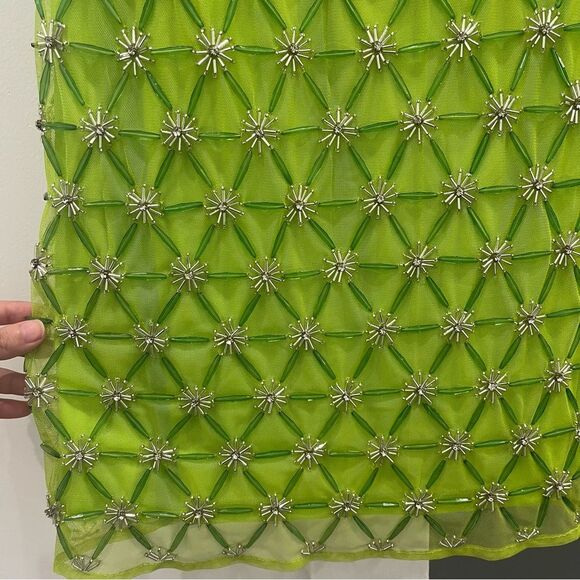 NWT Mac Duggal 10983 Neon Green Beaded Sleeveless Slip Mini Dress 8 - Picture 5 of 10